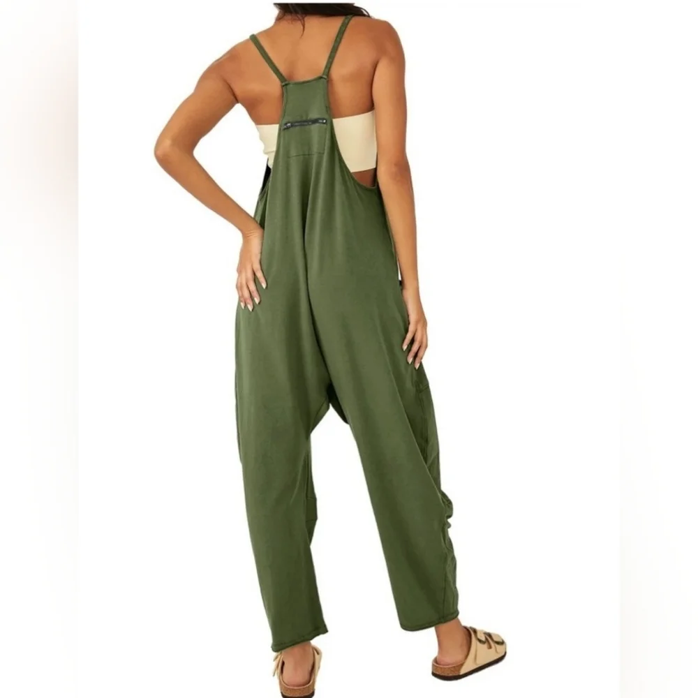 Army Green Oversized Vee neck sleeveless Jumpsuit with pockets New in package XL - Picture 3 of 8